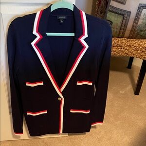 Talbots Classic Navy Blazer with Red and White Trim